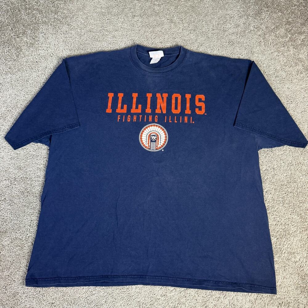 VTG Illinois Fighting Illini Shirt Mens 4XL Blue NCAA Football Crewneck Dodger